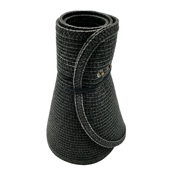 A New Day Womens Wide Brim Roll-Up Visor Hat Black Paper Polyester - Picture 4 of 8